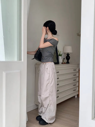 Striped one-shoulder T-shirt