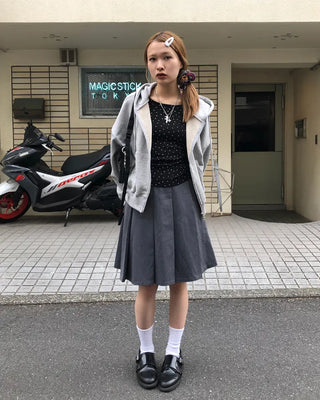 Cropped double-zip hoodie