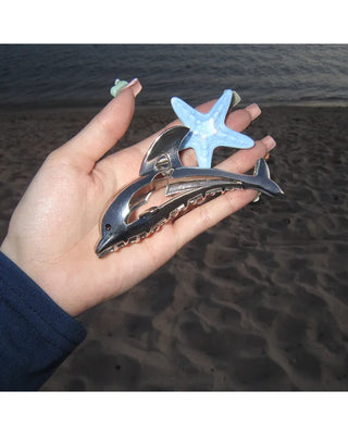 Silver dolphin hair clip
