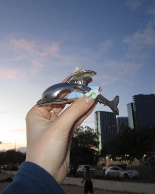 Silver dolphin hair clip