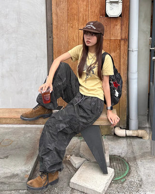 LOOK Vintage Lettering Slim Half T-Shirt