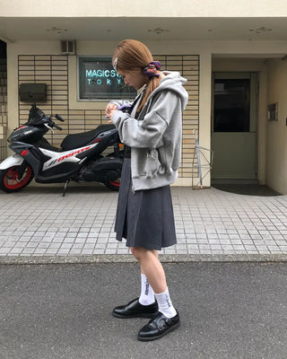 Cropped double-zip hoodie