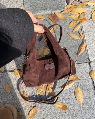 Ribbon String Point Suede Mini Bag