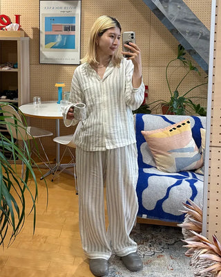 (Unisex) Triple Stripe Gauze Pajama Set