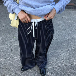 Striped two-tone slacks