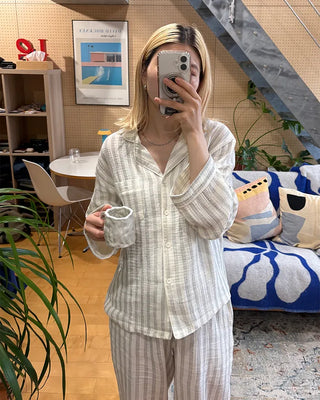(Unisex) Triple Stripe Gauze Pajama Set