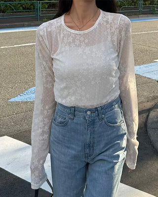 Star See-Through Slim Feed T-Shirt