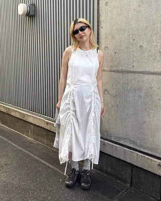 Drawstring Sleeveless Long Dress