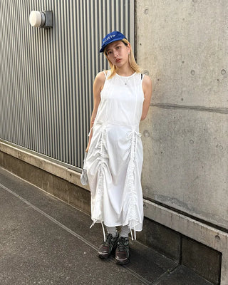 Drawstring Sleeveless Long Dress