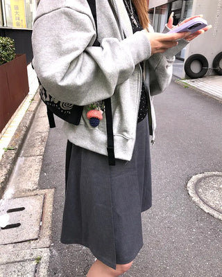 Cropped double-zip hoodie