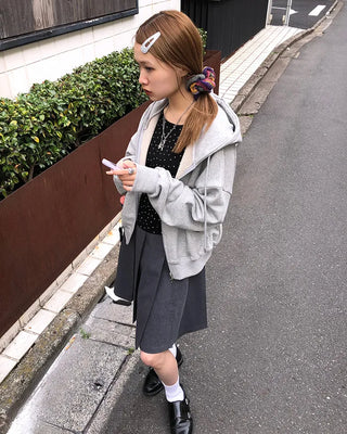 Cropped double-zip hoodie
