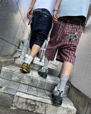 (ORIGINAL) Tartan Check Half Wide Easy Pants