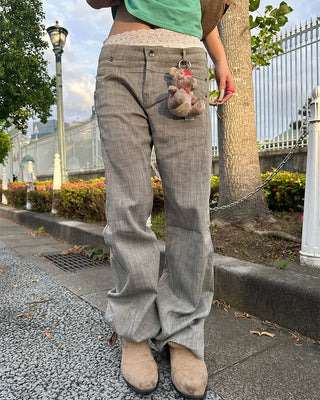 Slash-seam low-waist pants