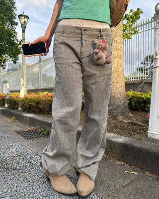 Slash-seam low-waist pants