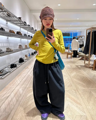 Round hem cotton long t-shirt