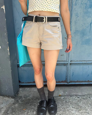 Adjustable tab side pocket shorts