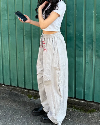 Center Lettering Nylon Track Pants