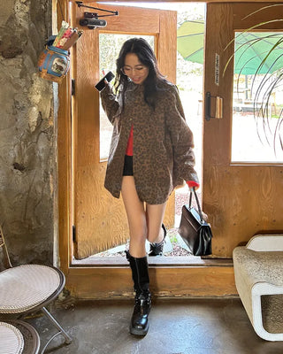 (Unisex) Leopard Half Coat