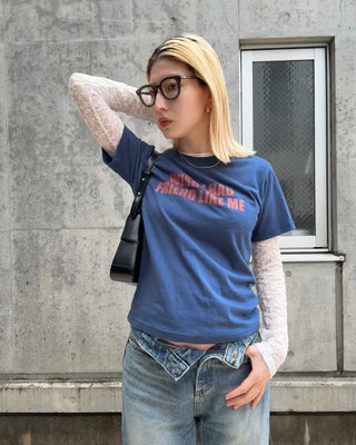 Slim lace long-sleeved cut and sew