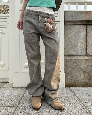 Slash-seam low-waist pants