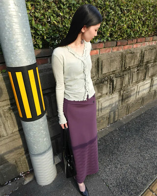 Frilled V-neck cardigan