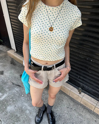 Adjustable tab side pocket shorts