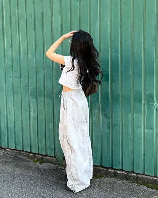 Center Lettering Nylon Track Pants