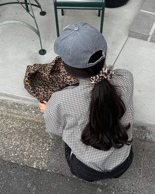 Big Ribbon Tie Check Blouse