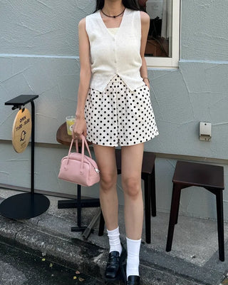 V-neck button-up sleeveless top