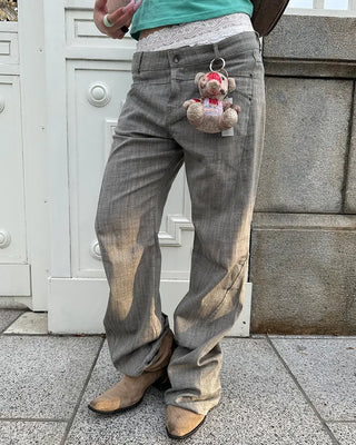 Slash-seam low-waist pants
