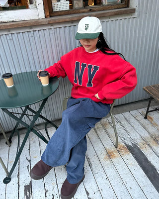 (Unisex) Simple Loose Long Sleeve Cut and Sewn