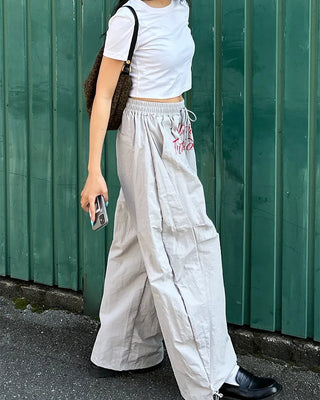 Center Lettering Nylon Track Pants