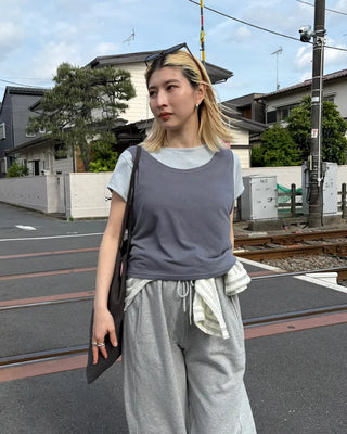 Tank Layered Semi-Cropped Short T-Shirt