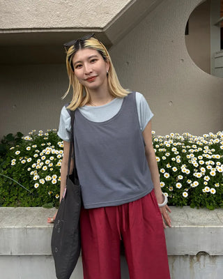 Tank Layered Semi-Cropped Short T-Shirt