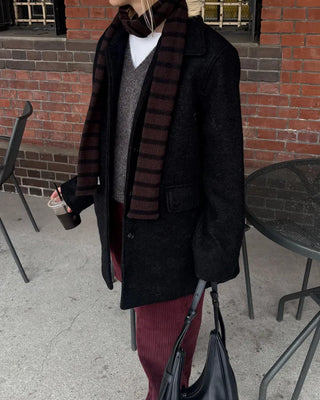 Striped Slim Knit Scarf