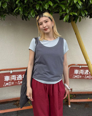 Tank Layered Semi-Cropped Short T-Shirt