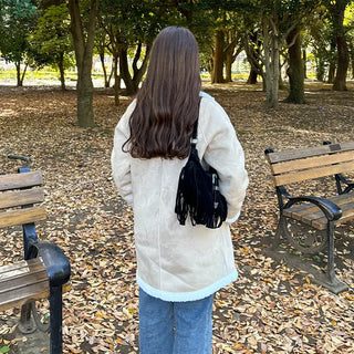 Tassel suede bag