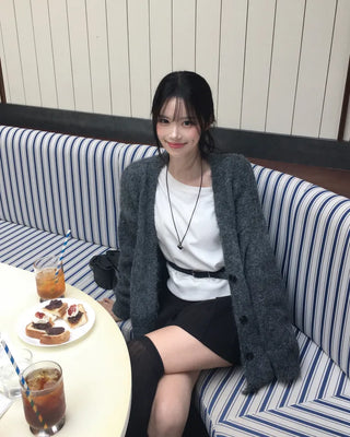 Angora V-neck cardigan