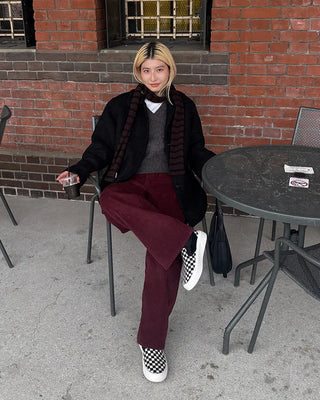Striped Slim Knit Scarf