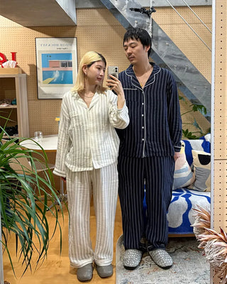 (Unisex) Triple Stripe Gauze Pajama Set
