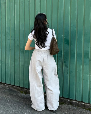 Center Lettering Nylon Track Pants