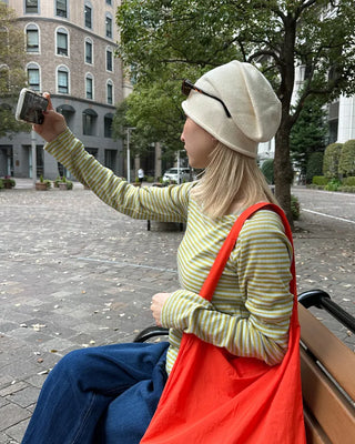 Rolled hem knit beanie