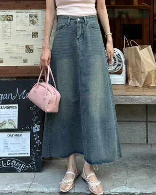 Vintage denim long skirt