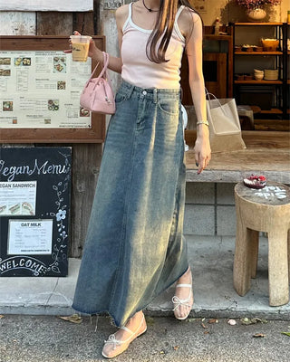 Vintage denim long skirt