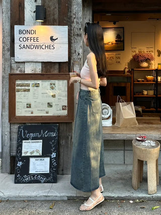 Vintage denim long skirt