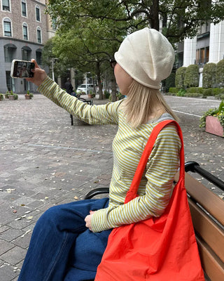 Rolled hem knit beanie