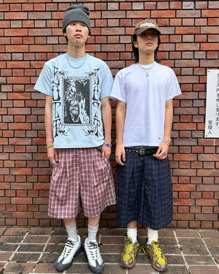 (ORIGINAL) Tartan Check Half Wide Easy Pants