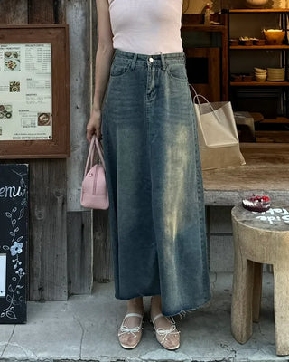 Vintage denim long skirt