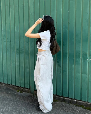 Center Lettering Nylon Track Pants
