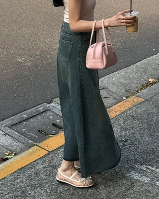 Vintage denim long skirt